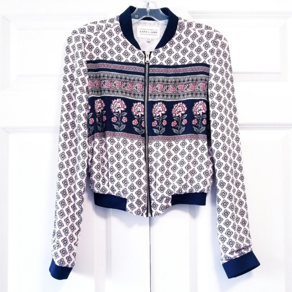 Cape Juby Floral Pattern Lightweight Bomber Jacket